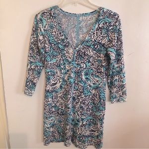 LILLY PULITZER V Neck Long Sleeve Shift DRESS S